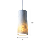 Minimalist Marble Pendant Light - Tube Restaurant Fixture 1 Bulb White