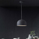 Minimalist Dome Pendant Light Kit - Single Bulb Black/Grey Iron Shade Ceiling Hanging Fixture
