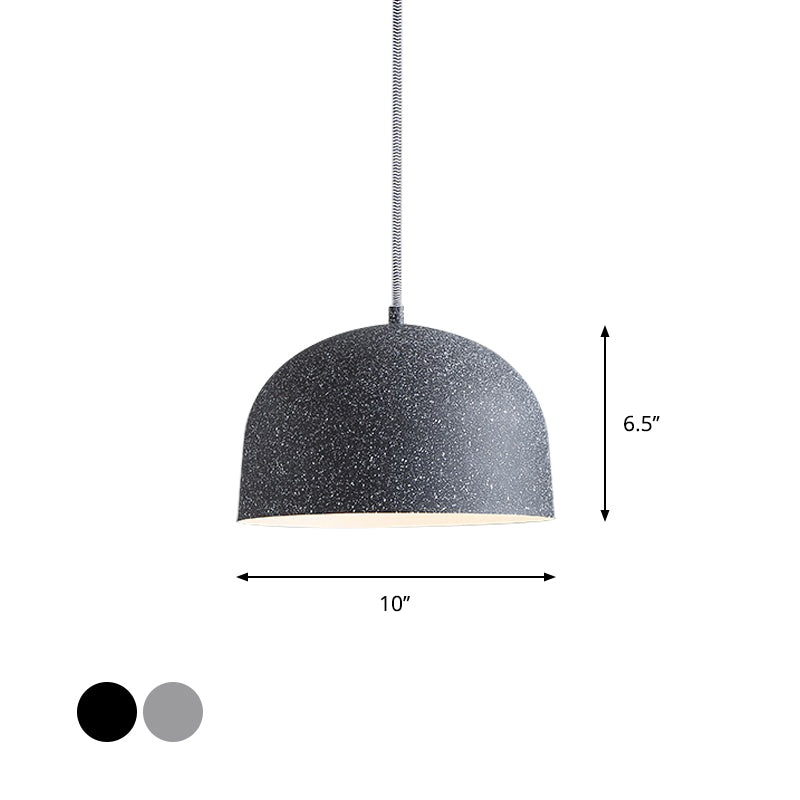 Minimalist Dome Pendant Light Kit - Single Bulb Black/Grey Iron Shade Ceiling Hanging Fixture