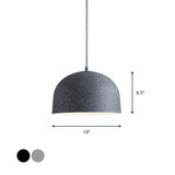 Minimalist Dome Pendant Light Kit - Single Bulb Black/Grey Iron Shade Ceiling Hanging Fixture