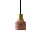 Terrazzo Jar Pendant Light: Postmodern 1 Head White/Pink With Brass Accent - Coffee Shop Décor