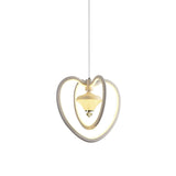 Modern Heart Frame Led Ceiling Light - Elegant Acrylic Pendant With Diamond Accent