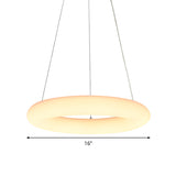 Minimalist Led Acrylic Hanging Pendant Light - White Vesicle Ring Ceiling Chandelier 12/16 Width