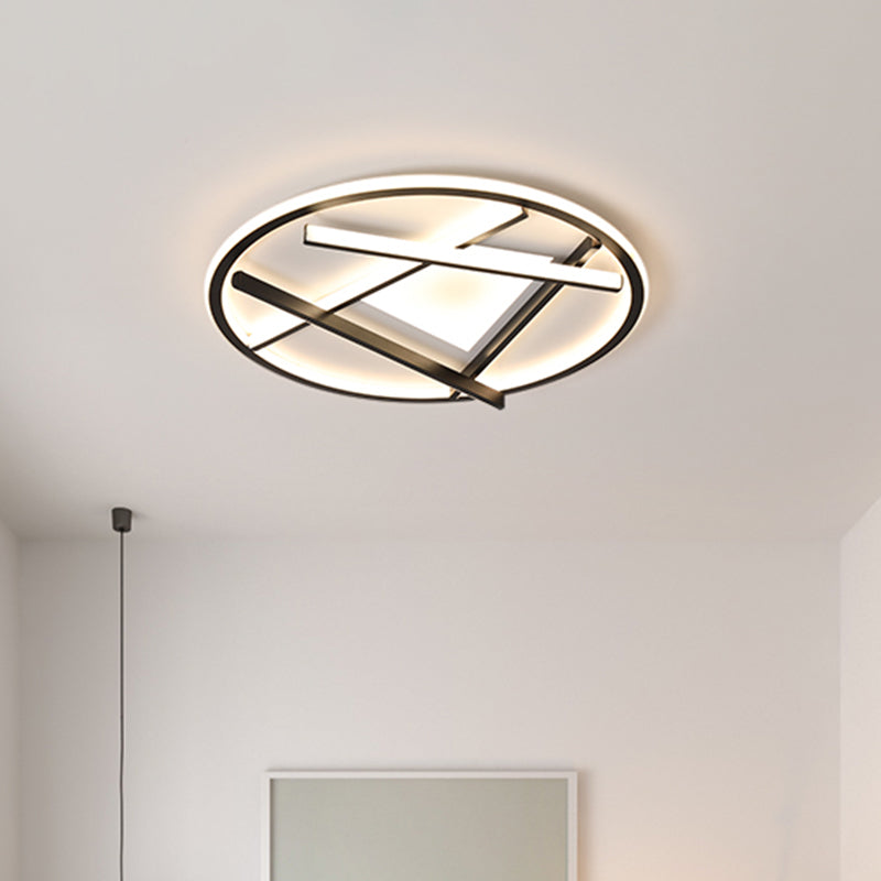 16/19.5 Acrylic Ring Led Flush Mount Ceiling Light In Black White/Warm