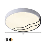 Minimalist Led Bedroom Ceiling Lamp In White/Gold And Black 16/14 Diameter
