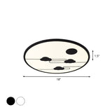 Modern Acrylic Circle Flush Light Fixture - White/Black Led Mount With Cloud Pattern Warm/White