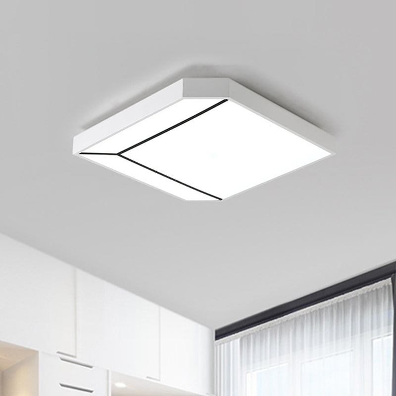 Modern Square Flush Led Ceiling Light In White/Warm - 19/24 Metallic For Living Room White / 19 Warm