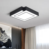 Iron Square Led Flush Mount Lighting - 18/21.5 White/Black Bedroom White/Warm Light