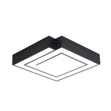 Iron Square Led Flush Mount Lighting - 18/21.5 White/Black Bedroom White/Warm Light