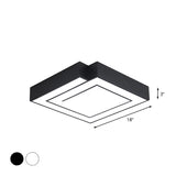 Iron Square Led Flush Mount Lighting - 18/21.5 White/Black Bedroom White/Warm Light