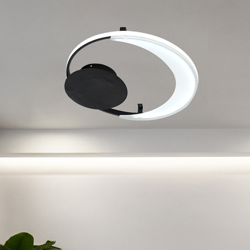 Contemporary Led Bedroom Ceiling Flush Mount With Acrylic Shade In Black 16.5/20.5 Wide