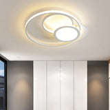 Acrylic Flush Mount Led Ceiling Lamp In White/Black - Modern Multi - Hoop Design Warm Light