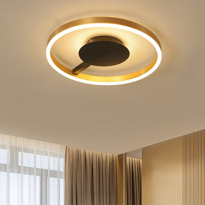 Gold Minimalist Led Bedroom Flushmount Light 16’/23.5’ Circular Acrylic Design