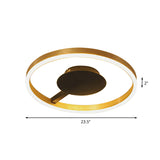 Gold Minimalist Led Bedroom Flushmount Light 16/23.5 Circular Acrylic Design