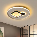 Modern Acrylic Led Flush Mount Light In Black/White And Warm/White 16/19.5 W With Halo Square Design