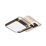 Modernist Square Flush Ceiling Led Bedroom Light Fixture - Black Iron 16/19.5 Width