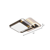 Modernist Square Flush Ceiling Led Bedroom Light Fixture - Black Iron 16’/19.5’ Width