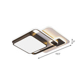Modernist Square Flush Ceiling Led Bedroom Light Fixture - Black Iron 16/19.5 Width