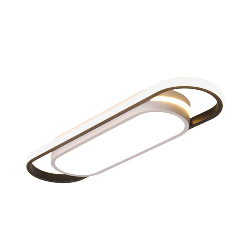 Sleek Black And White Led Flush Ceiling Light With Acrylic Shade In White/Warm 19/23 Width
