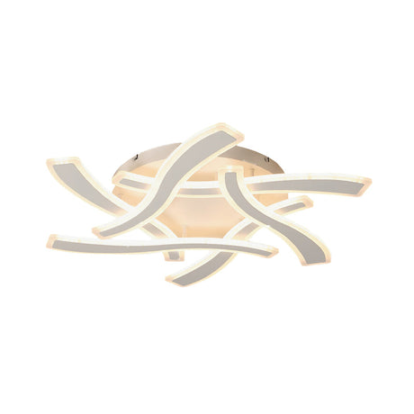 White Cross Wave Flush Mount Led Ceiling Light For Bedroom - Modernist Design And Warm Ambiance