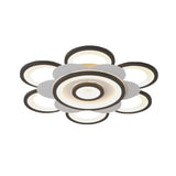 Contemporary White & Black Flower Flushmount Led Ceiling Light In White/Warm - 20.5/24.5 W