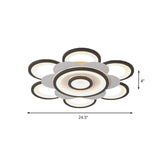 Contemporary White & Black Flower Flushmount Led Ceiling Light In White/Warm - 20.5/24.5 W