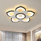 Modern Lotus Flush Ceiling Light With Led - 20.5/24.5 Acrylic Black/White Fixture In White/Warm