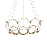 Contemporary Black/Gold Led Chandelier With Multi-Ring Design - Stylish Acrylic Pendant For Living