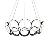 Contemporary Black/Gold Led Chandelier With Multi-Ring Design - Stylish Acrylic Pendant For Living