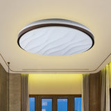 Modern Black Acrylic Led Ceiling Flush - Round & Wave Design 16/19.5 Dia Warm/White Light / 16 Warm