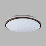 Modern Black Acrylic Led Ceiling Flush - Round & Wave Design 16/19.5 Dia Warm/White Light