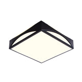 Minimalist White/Black Squared Box Flush Mount Light - 18.5/22.5 W Led Metallic Ceiling Lamp In
