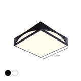 Minimalist White/Black Squared Box Flush Mount Light - 18.5/22.5 W Led Metallic Ceiling Lamp In