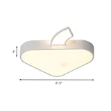 Modern Triangle Apple Ceiling Flush Mount Led Lighting For Child Bedroom In White 18/21.5 Wide