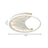 White Acrylic Moon Flush Light - Led Ceiling Fixture For Contemporary Bedroom Decor (16/19.5 Wide)