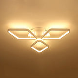 Modern Led White Rhombus Ceiling Flush Mount Light In White/Warm 20/21 Wide / 20