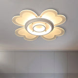 Modern Flower Flush-Mount Led Light Fixture In White With Warm/White 16/19.5 W