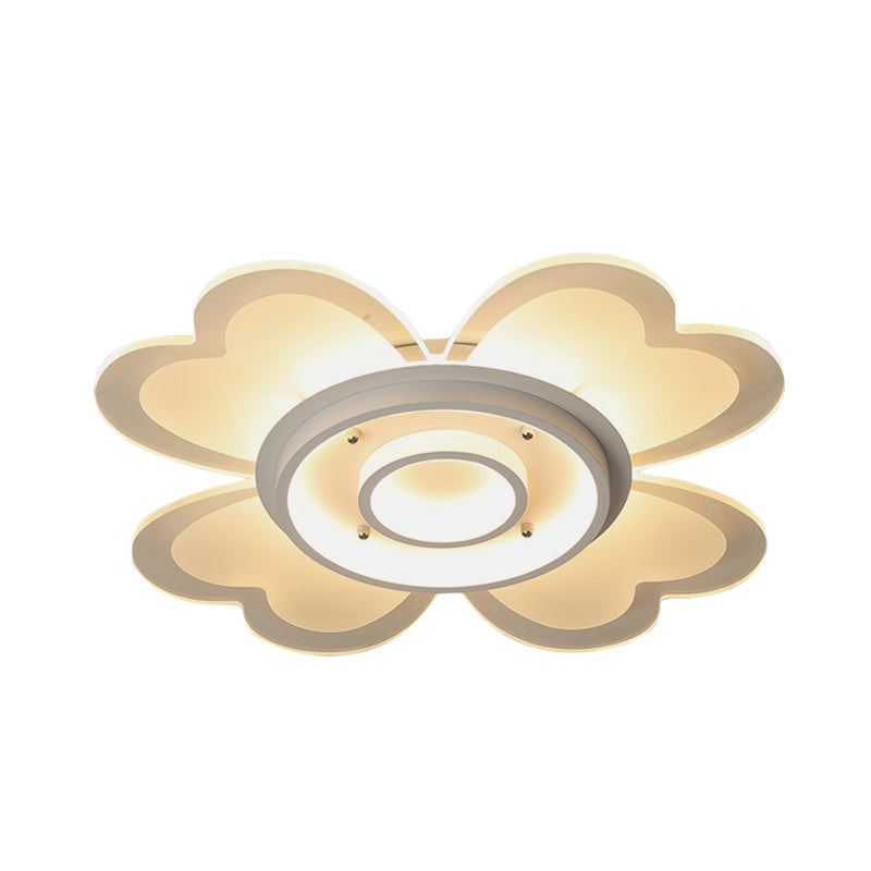 Modern Flower Flush-Mount Led Light Fixture In White With Warm/White 16/19.5 W