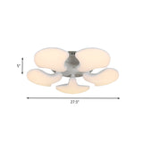 Modern White Led Ceiling Mounted Fixture With 3/5 Heads Shell Acrylic Shade - 23.5/27.5 Wide
