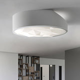 Sleek Metal Led Drum Flush Mount Ceiling Lamp - Minimalist Design (17/21 Wide) Ideal For Living Room