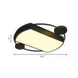 Modernist Metal Flushmount Led Ceiling Fixture - Ring And Rectangle Design 16/19.5 Wide Black