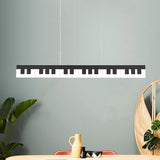 Contemporary Led Acrylic Hanging Ceiling Light In White/Black Piano Key Shape White/Warm/Natural