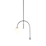 Simplicity 1 Head White Glass Pendant Light With Black Finish - Ideal Ceiling Lamp For Kitchen