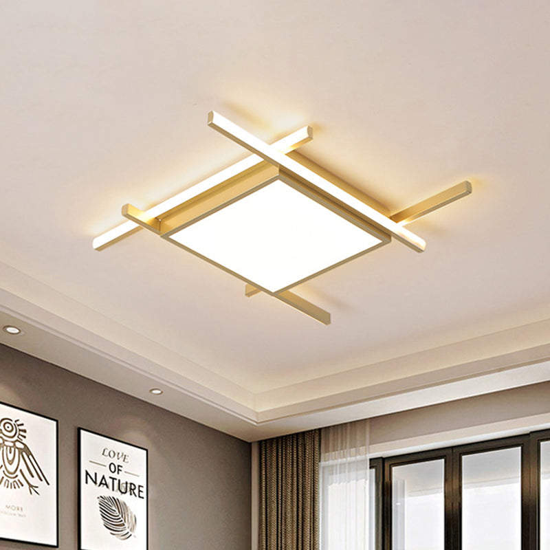 Nordic Gold Led Flush Mount Ceiling Light With Warm/White Glow - 18/23 Wide