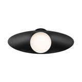 Modern Simple Orb Flush Mount Ceiling Light With Frosted Glass - 1 Black/White Oval Metal Shade