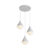 Modern Acrylic Cone Cluster Pendant Light Coffee House Hanging Lamp In White/Grey - 3 Heads Kit