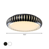 Contemporary Metal Doughnut Flush Lighting - White/Black Led Mount Fixture With Hollow-Out Design In