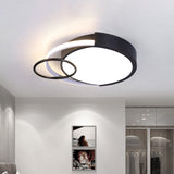 Sleek Black Circle Flush Mount Minimalist Led Metallic Ceiling Lamp - 16.5/20 Diameter Versatile