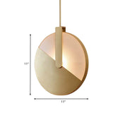 Rotatable Circle Panel Hanging Light - Post-Modern Led Brass Ceiling Lamp In White/Warm