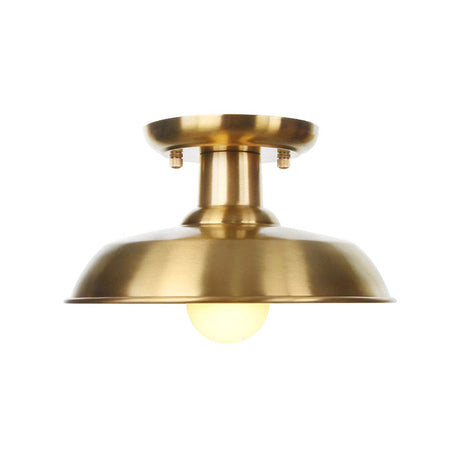 Gold Industrial Metallic Semi Flush Mount Light - 1 Bulb Hall Fixture